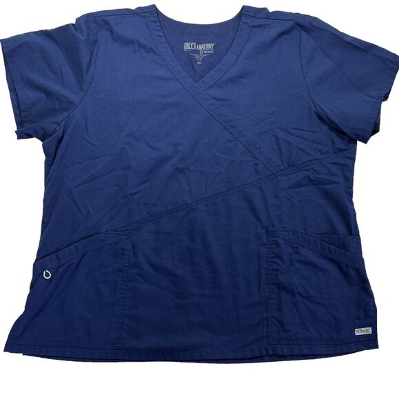 Grey's Anatomy by Barco Professional Wear Scrub Top 3 Pocket Plus Size 3XL Blue - Picture 1 of 12